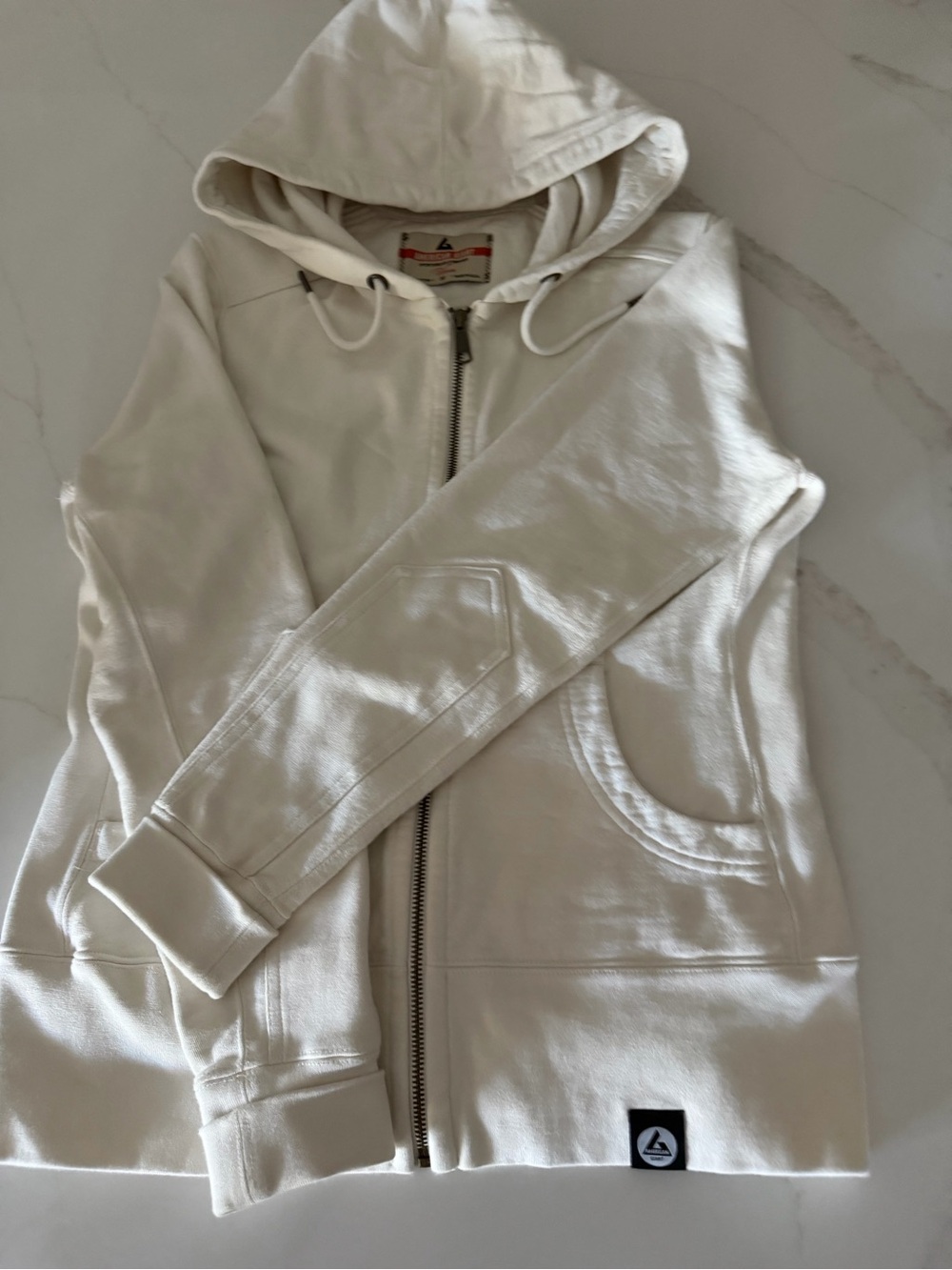 Women’s American Giant Cream Zip-Up Heavy Hoodie Jacket - Soft Fleece Hood